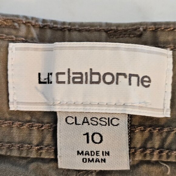 Liz Claiborne Classic Size 10 Tan Cotton Spandex Zip Crop Pant 26" Inseam - Picture 4 of 11
